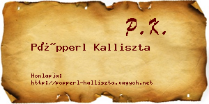 Pöpperl Kalliszta névjegykártya